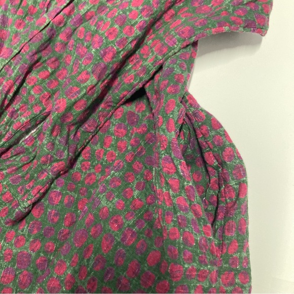 Gudrun Sjoden Ottillia Blouse Button Down Tunic Top Green Red Petals XL - Picture 6 of 15